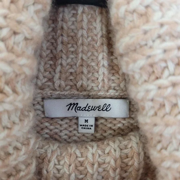 Madewell Womens Medium Tan Cowl Neck Sweater Vest Sleeveless Cutaway Merino Wool - Picture 3 of 8